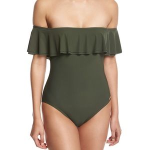 NWT Michael Kors Grey Off-Shoulder One Piece Sz 8